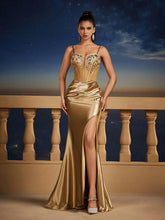 Sexy Deep V-Neck Corset Sequin Ball Gowns For Women Glamorous Bridesmaid Dress Sisters Evening Dress Party Wedding Season